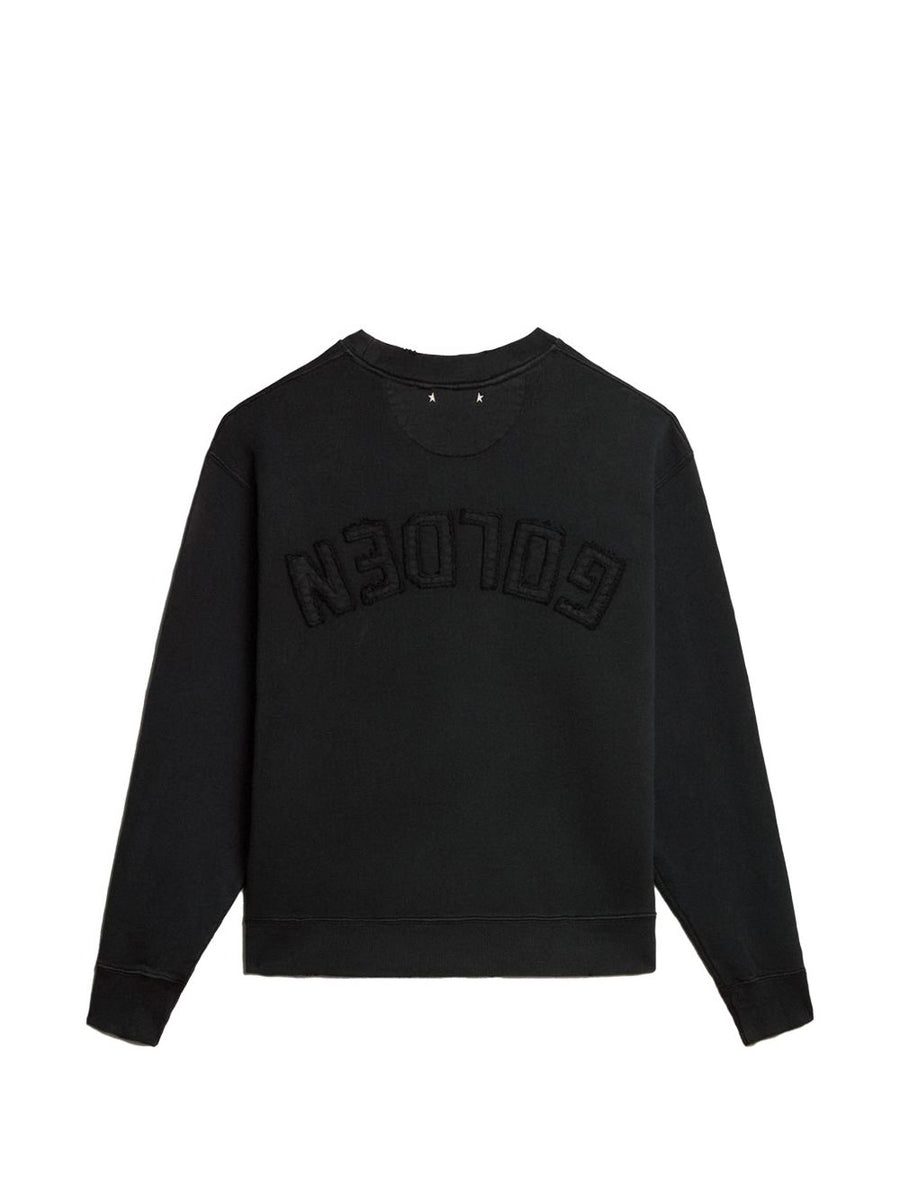 Golden Goose Men's Cotton Crewneck Sweatshirt in Black - One Hundred Percent Cotton, Logo Patch, Everyday Luxury