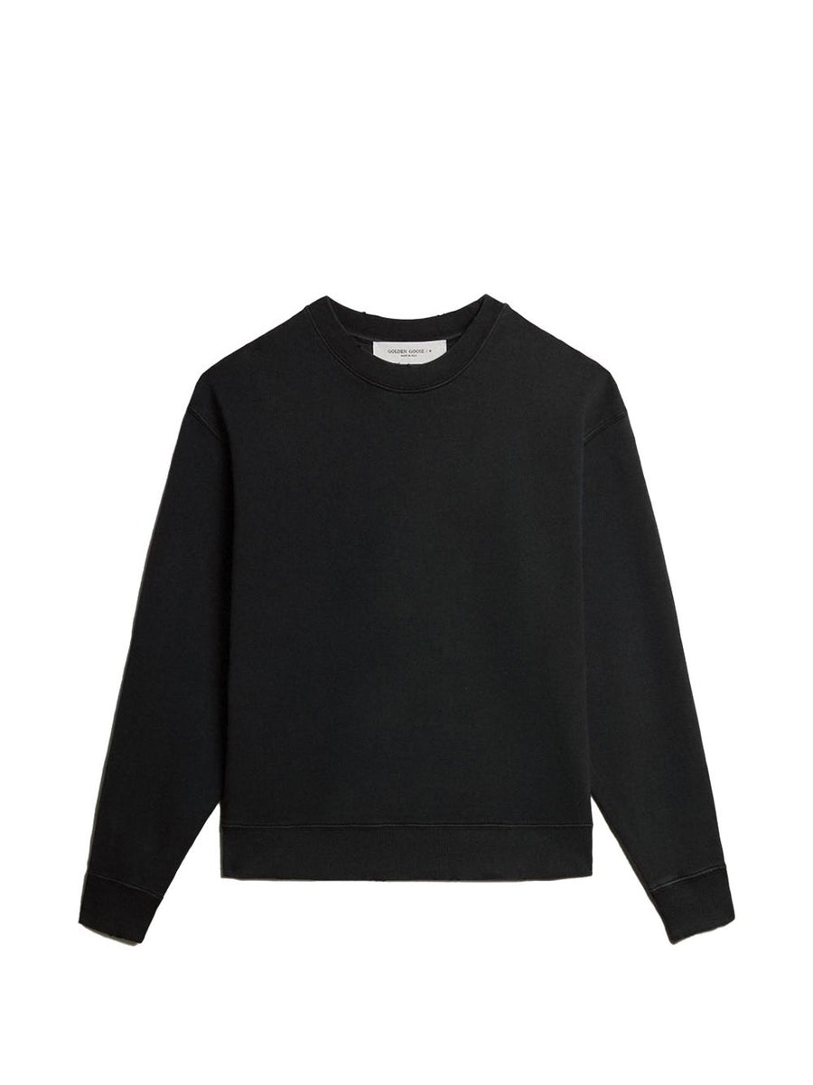 Golden Goose Men's Cotton Crewneck Sweatshirt in Black - One Hundred Percent Cotton, Logo Patch, Everyday Luxury