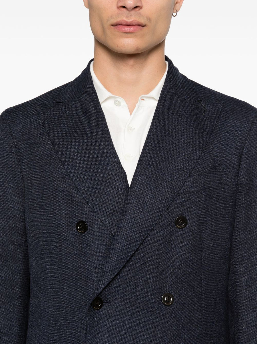 Boglioli Wool Double Breasted Jacket For Men Timeless Versatile Italian Tailoring Navy IT Size