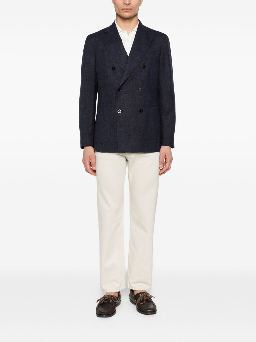Boglioli Wool Double Breasted Jacket For Men Timeless Versatile Italian Tailoring Navy IT Size
