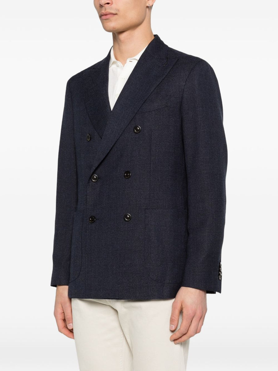 Boglioli Wool Double Breasted Jacket For Men Timeless Versatile Italian Tailoring Navy IT Size