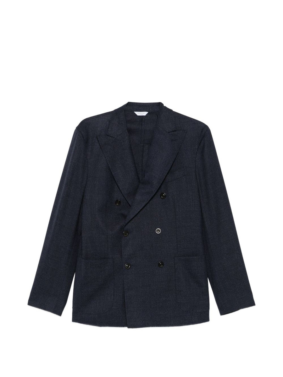 Boglioli Wool Double Breasted Jacket For Men Timeless Versatile Italian Tailoring Navy IT Size