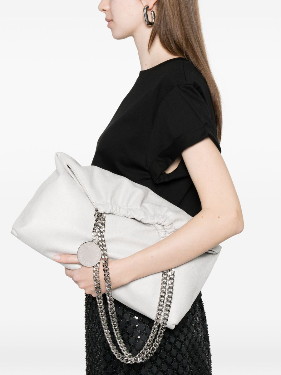 Luxurious Stella McCartney Falabella Drawstring Tote Grey For Women With Chain Strap And Zip Closure