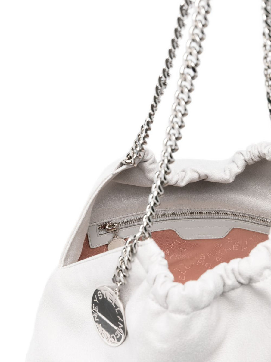 Luxurious Stella McCartney Falabella Drawstring Tote Grey For Women With Chain Strap And Zip Closure