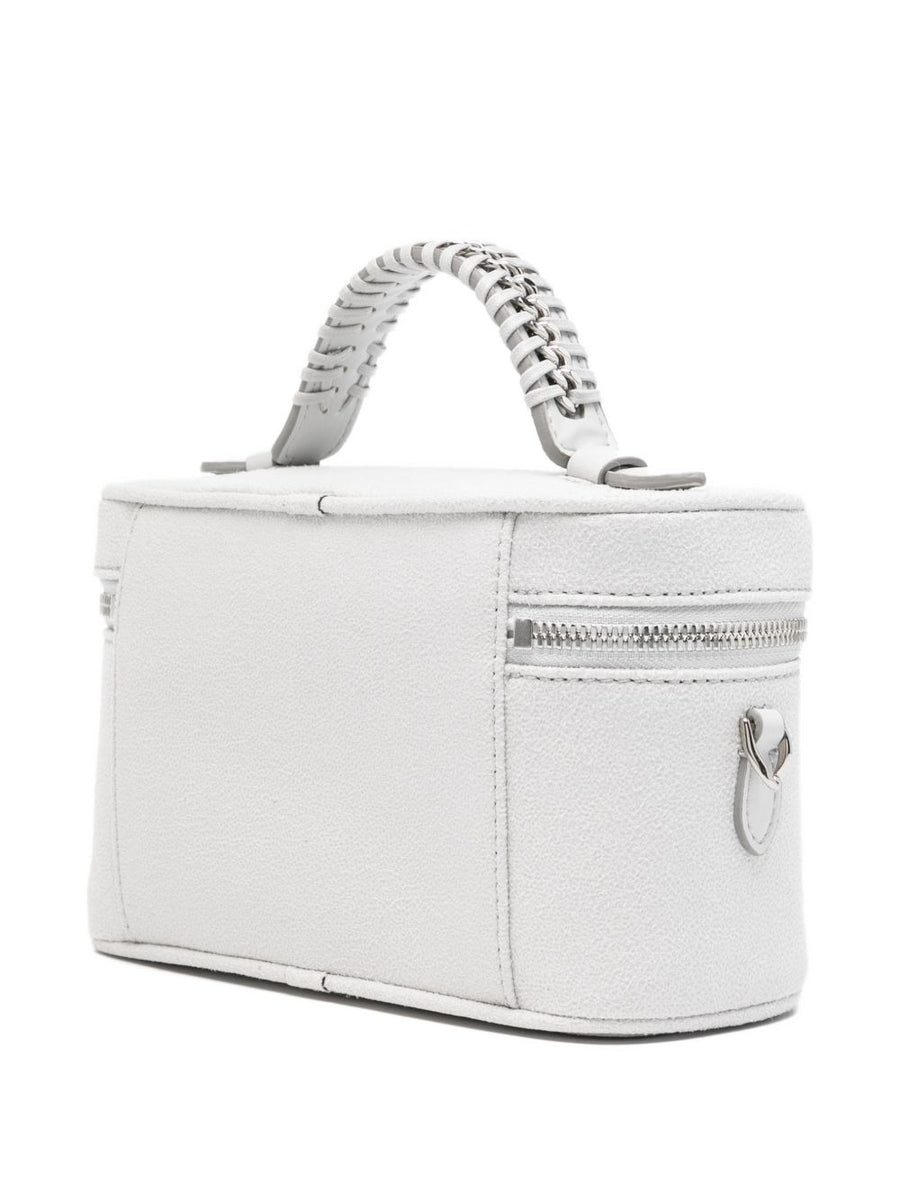Stella McCartney Falabella Vanity Case Compact Makeup Organizer With Chain Handle Grey PU Exterior For Women