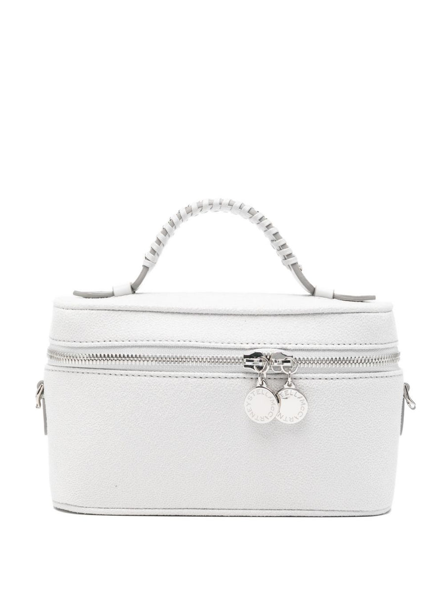 Stella McCartney Falabella Vanity Case Compact Makeup Organizer With Chain Handle Grey PU Exterior For Women