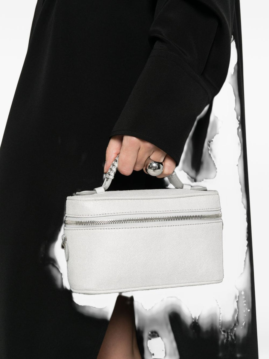 Stella McCartney Falabella Vanity Case Compact Makeup Organizer With Chain Handle Grey PU Exterior For Women