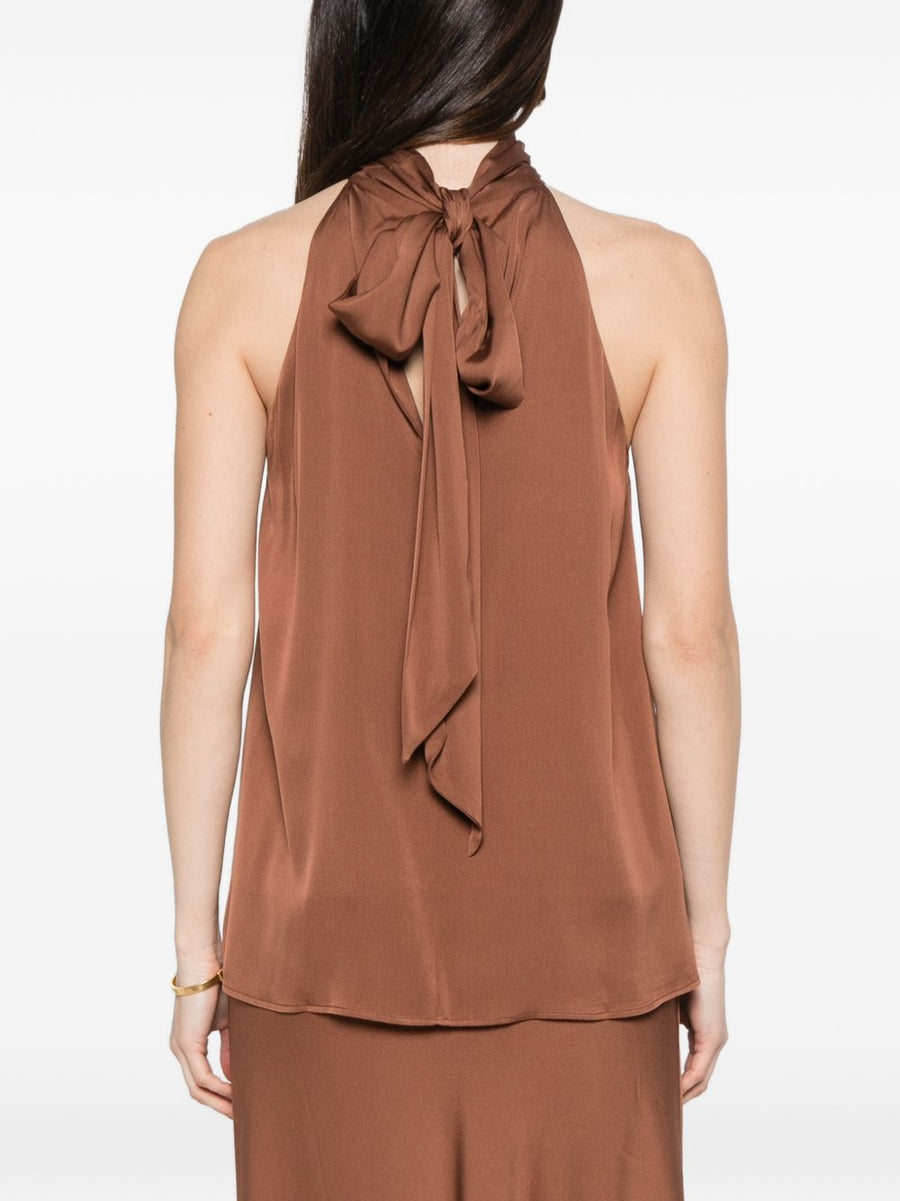 Silk95Five Villette Silk Top Women Halterneck Sleeveless With Side Slits Lightweight Luxury