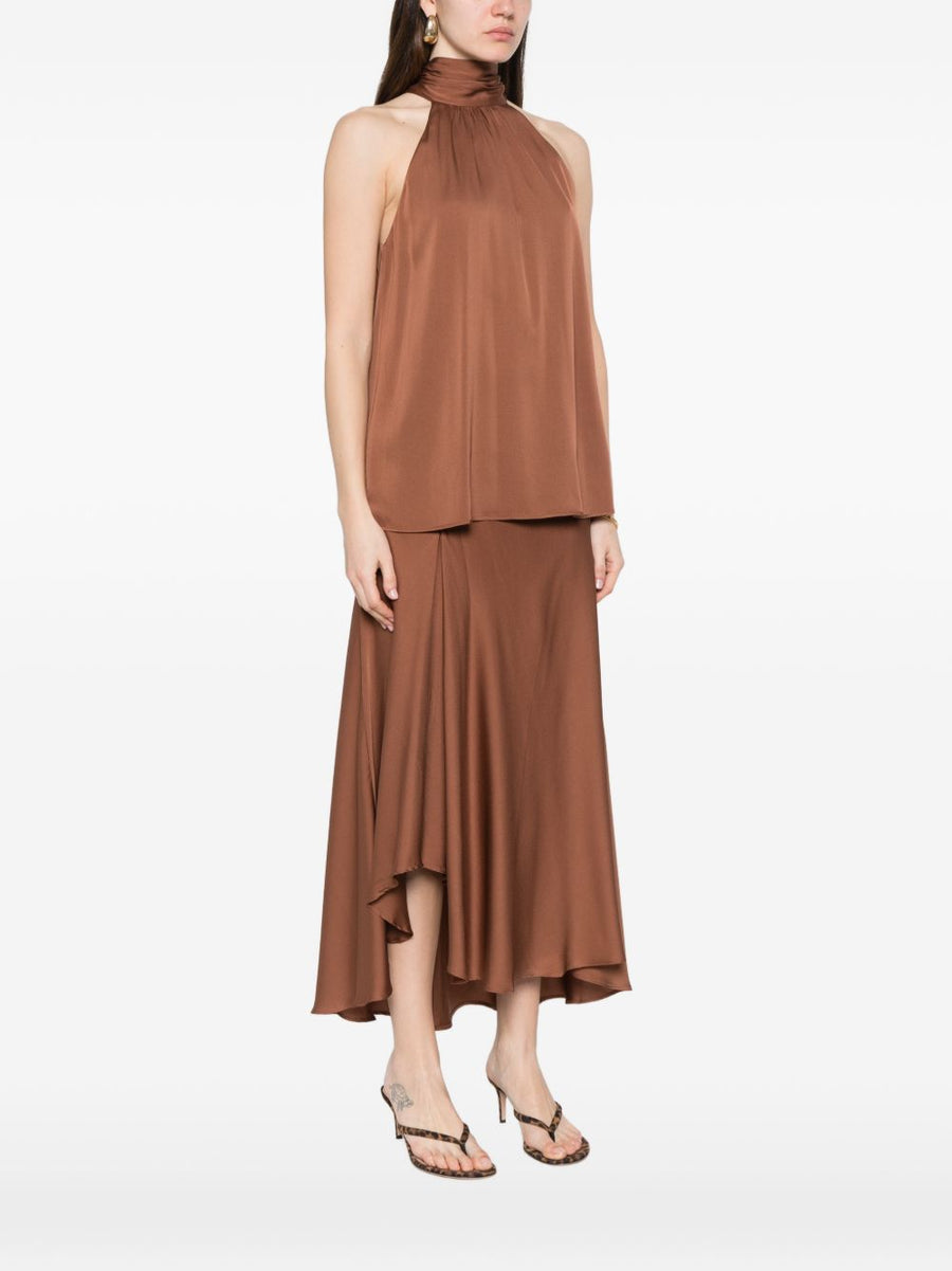 Silk95Five Villette Silk Top Women Halterneck Sleeveless With Side Slits Lightweight Luxury