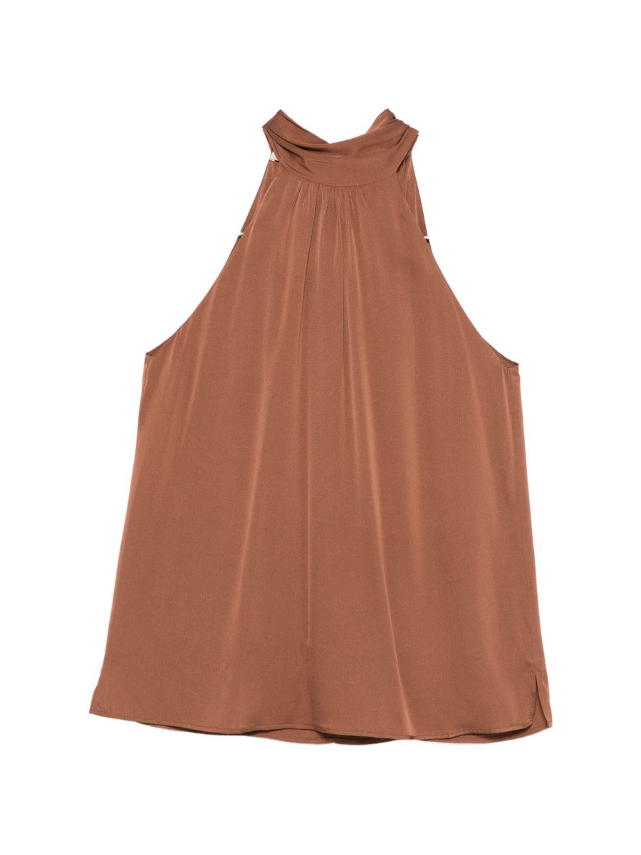 Silk95Five Villette Silk Top Women Halterneck Sleeveless With Side Slits Lightweight Luxury
