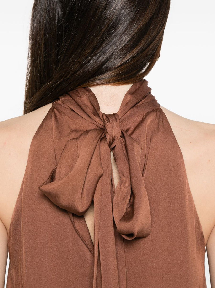 Silk95Five Villette Silk Top Women Halterneck Sleeveless With Side Slits Lightweight Luxury