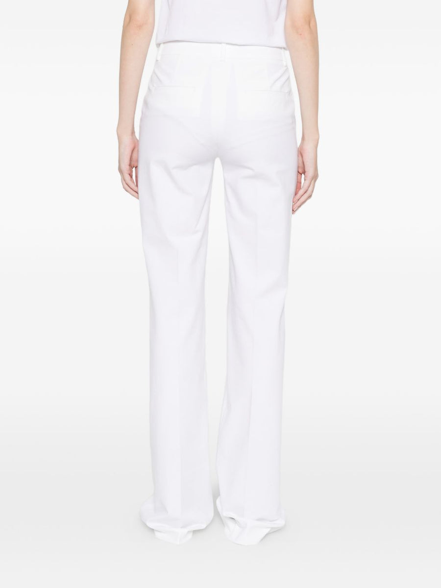 Via Masini 80 Cotton Wide Leg Trousers For Women Comfortable Fit Off White Office Ready