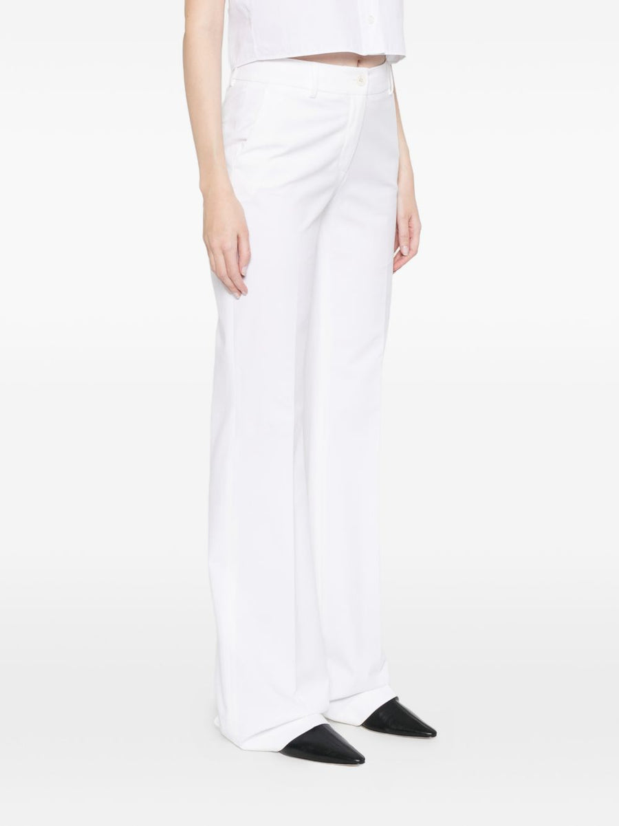 Via Masini 80 Cotton Wide Leg Trousers For Women Comfortable Fit Off White Office Ready