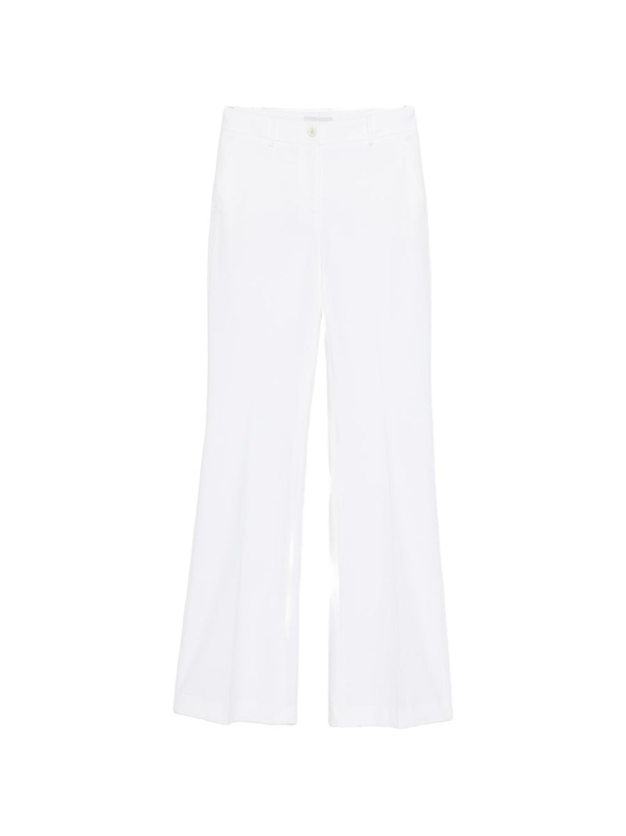 Via Masini 80 Cotton Wide Leg Trousers For Women Comfortable Fit Off White Office Ready