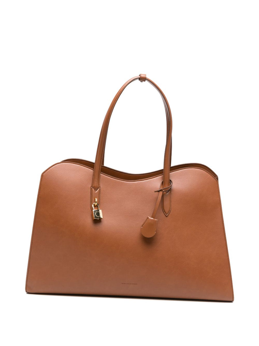 Stella McCartney Stella Ryder Tote Bag For Women Luxurious Brown PU With Gold Padlock