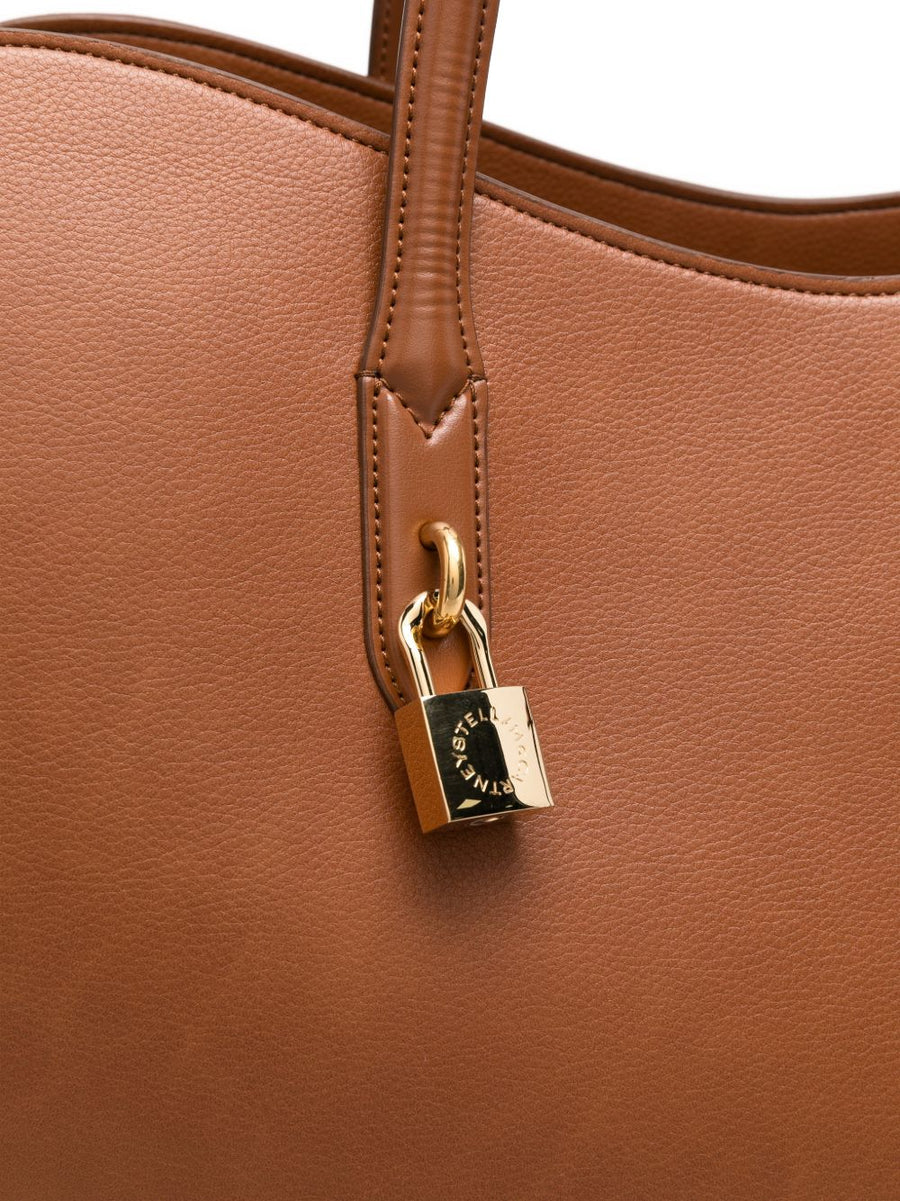 Stella McCartney Stella Ryder Tote Bag For Women Luxurious Brown PU With Gold Padlock