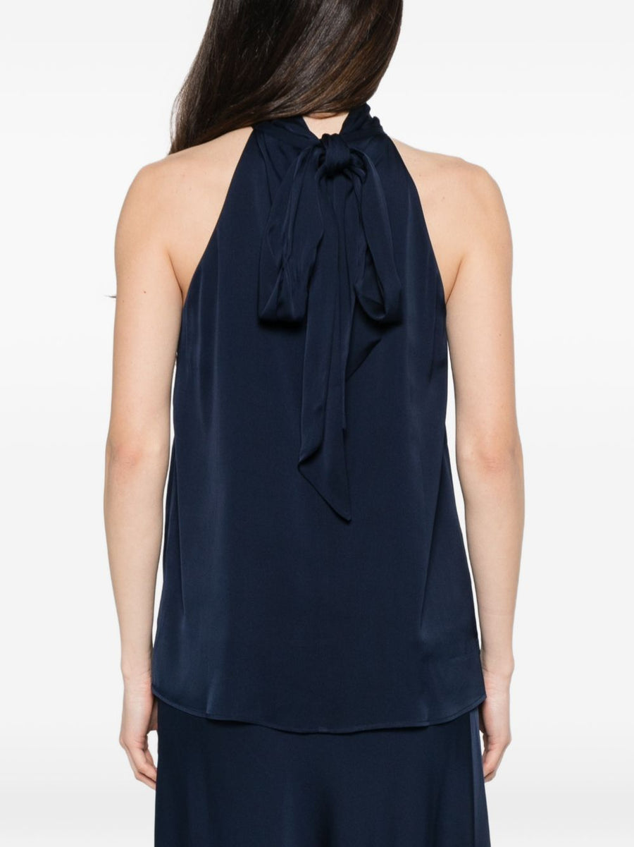 Silk Top Villette by Silk95Five Lux Silk Blend Sleeveless High Neck With Side Slits for Women Quiet Luxury