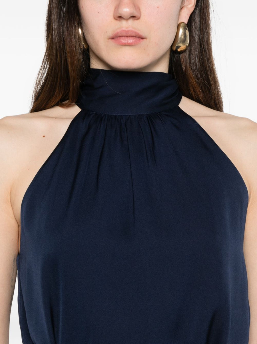 Silk Top Villette by Silk95Five Lux Silk Blend Sleeveless High Neck With Side Slits for Women Quiet Luxury