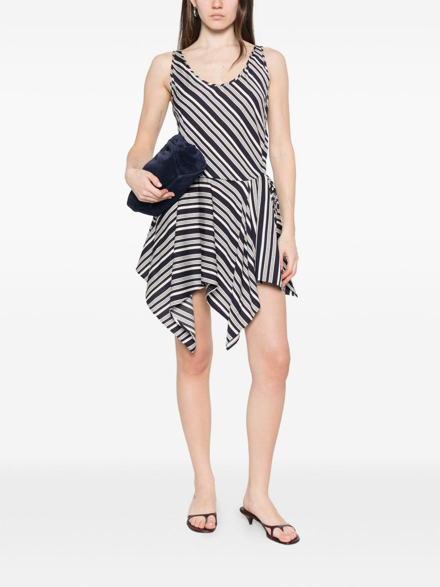 Iro Unya Asymmetric Dress Multicolor Stripes Sleeveless V-Neck Effortless Day To Night Women