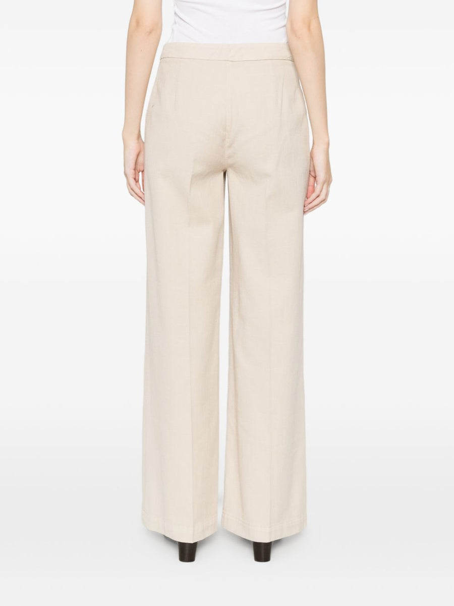Via Masini 80 Cotton Wide Leg Trousers For Women Breathable Elastane Blend Everyday Office Comfort