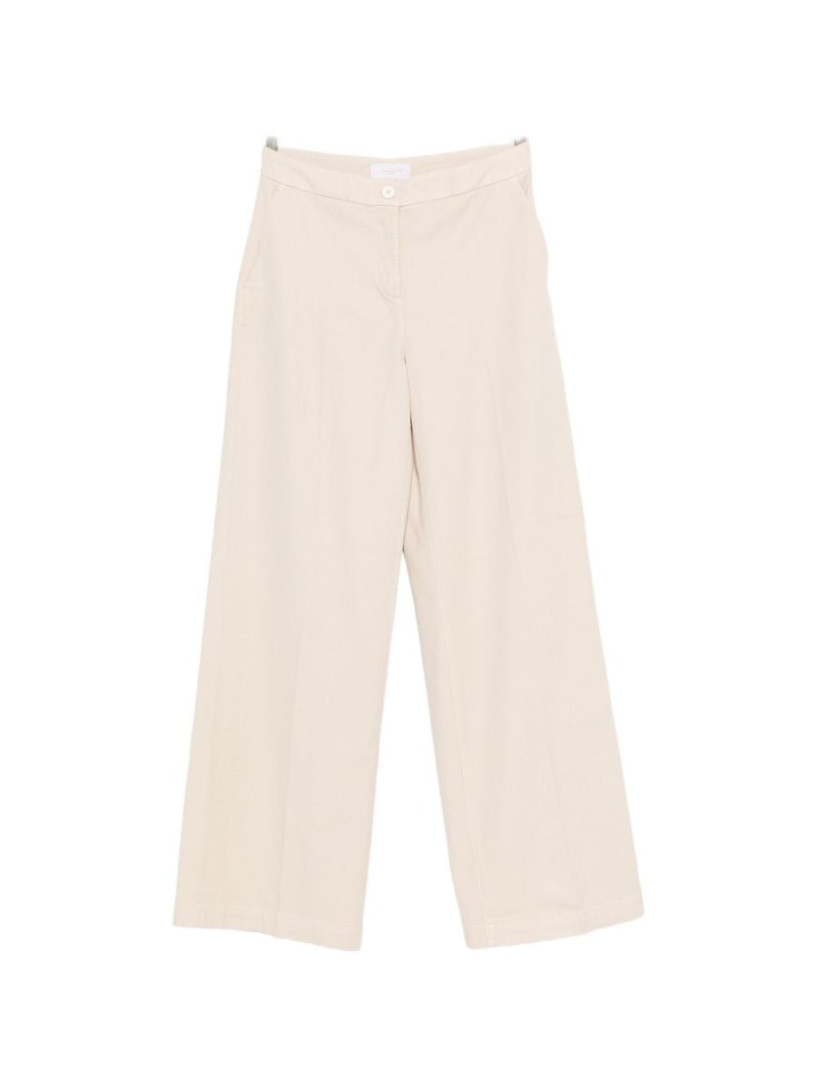 Via Masini 80 Cotton Wide Leg Trousers For Women Breathable Elastane Blend Everyday Office Comfort