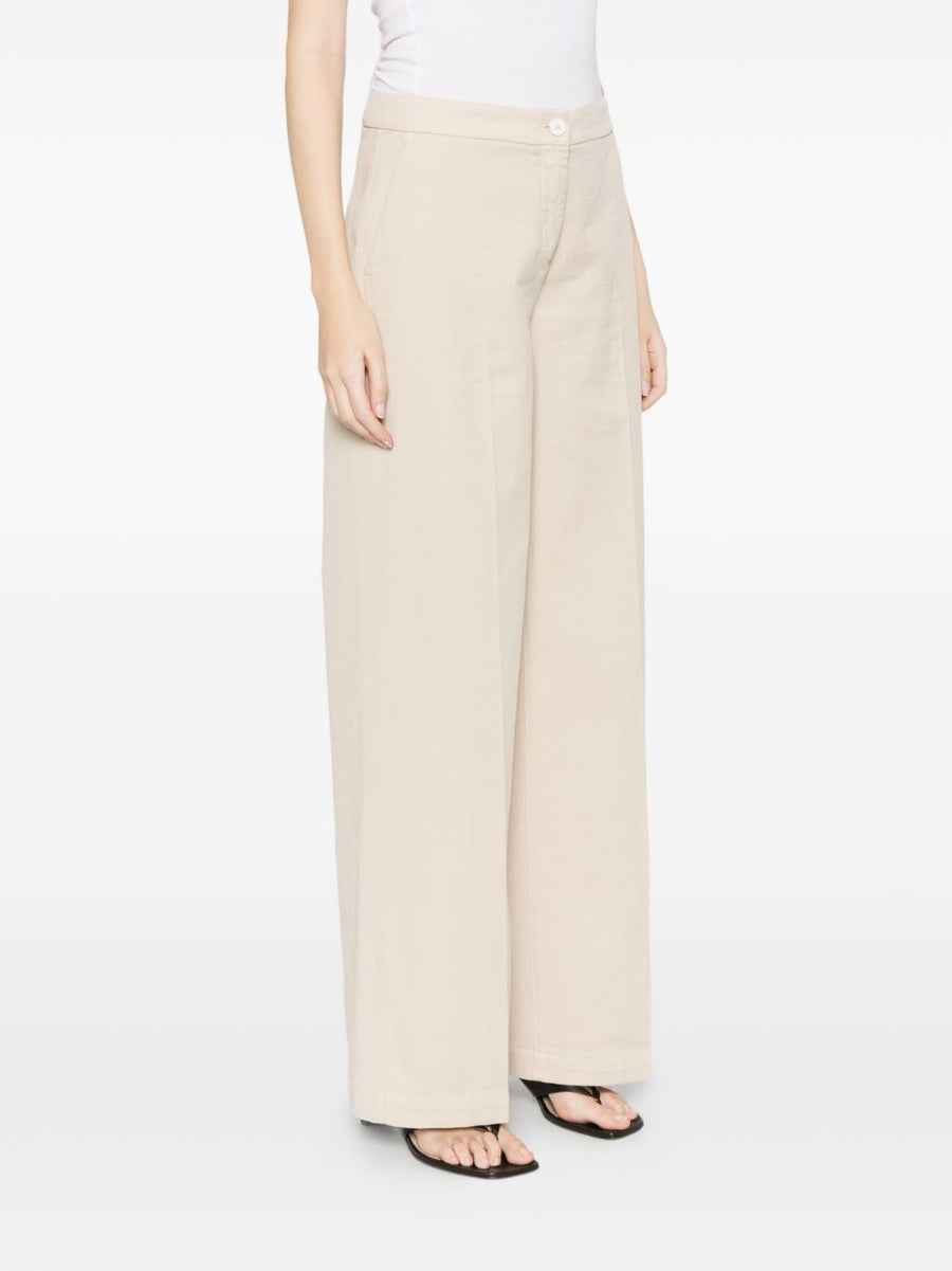 Via Masini 80 Cotton Wide Leg Trousers For Women Breathable Elastane Blend Everyday Office Comfort