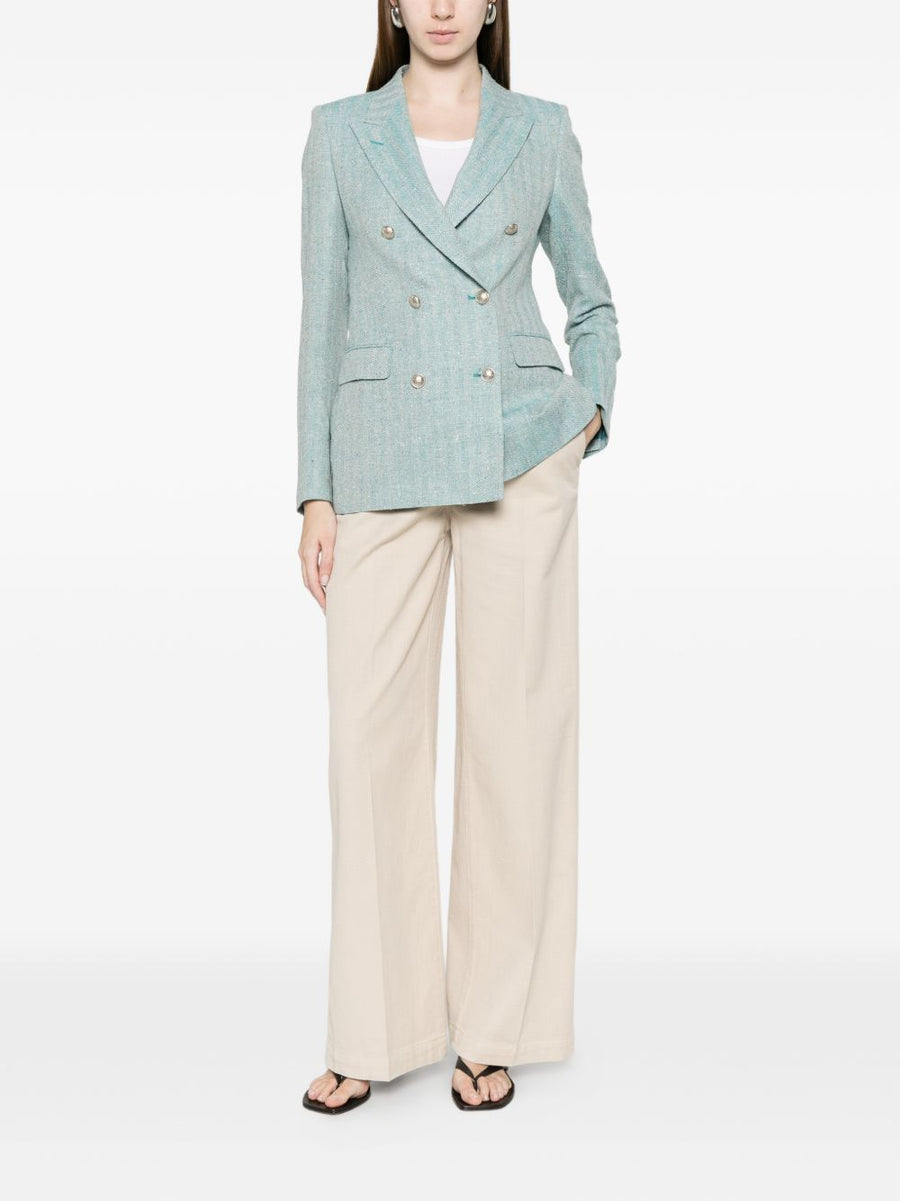 Via Masini 80 Cotton Wide Leg Trousers For Women Breathable Elastane Blend Everyday Office Comfort