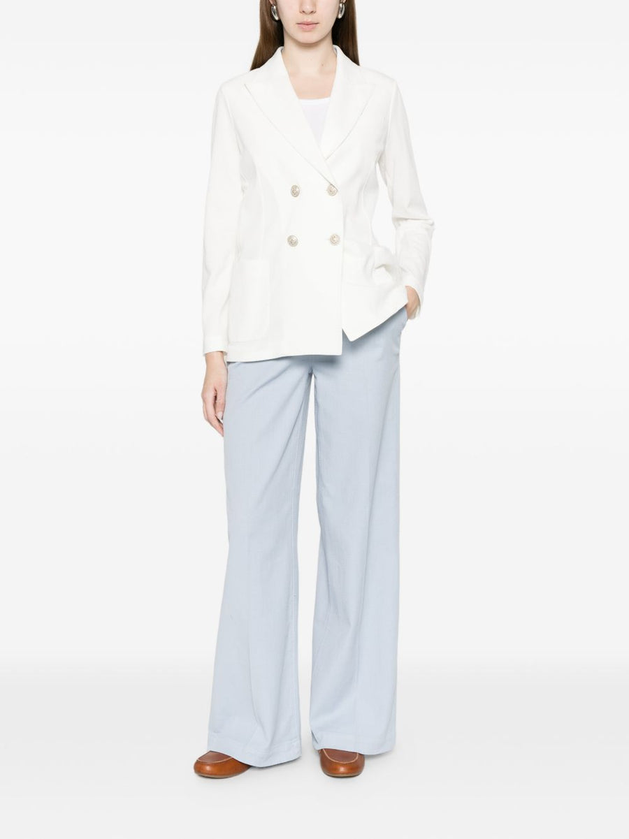Via Masini 80 Cotton Wide Leg Trousers For Women Light Blue All Day Breathable Comfort And Stretch