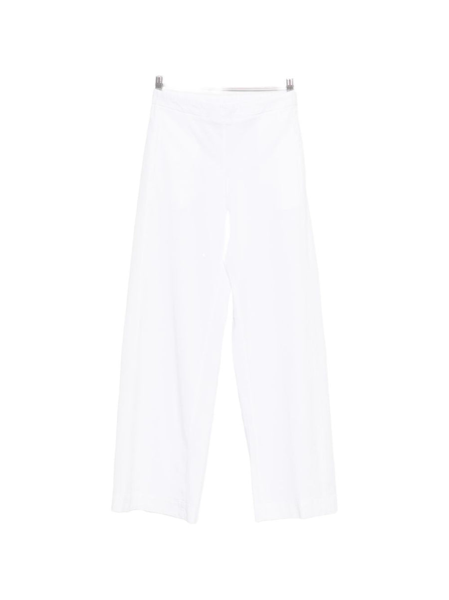 Via Masini 80 White Straight Leg Trousers Breathable Versatile Lyocell Linen Blend For Women Office Wear