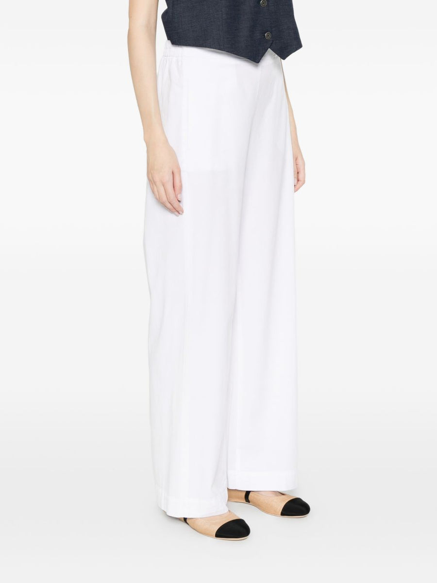 Via Masini 80 White Straight Leg Trousers Breathable Versatile Lyocell Linen Blend For Women Office Wear