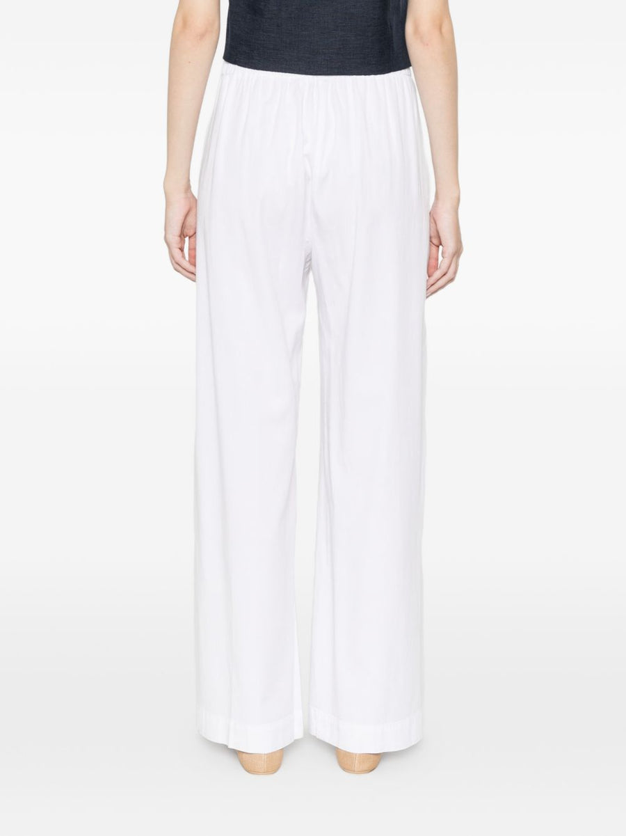 Via Masini 80 White Straight Leg Trousers Breathable Versatile Lyocell Linen Blend For Women Office Wear