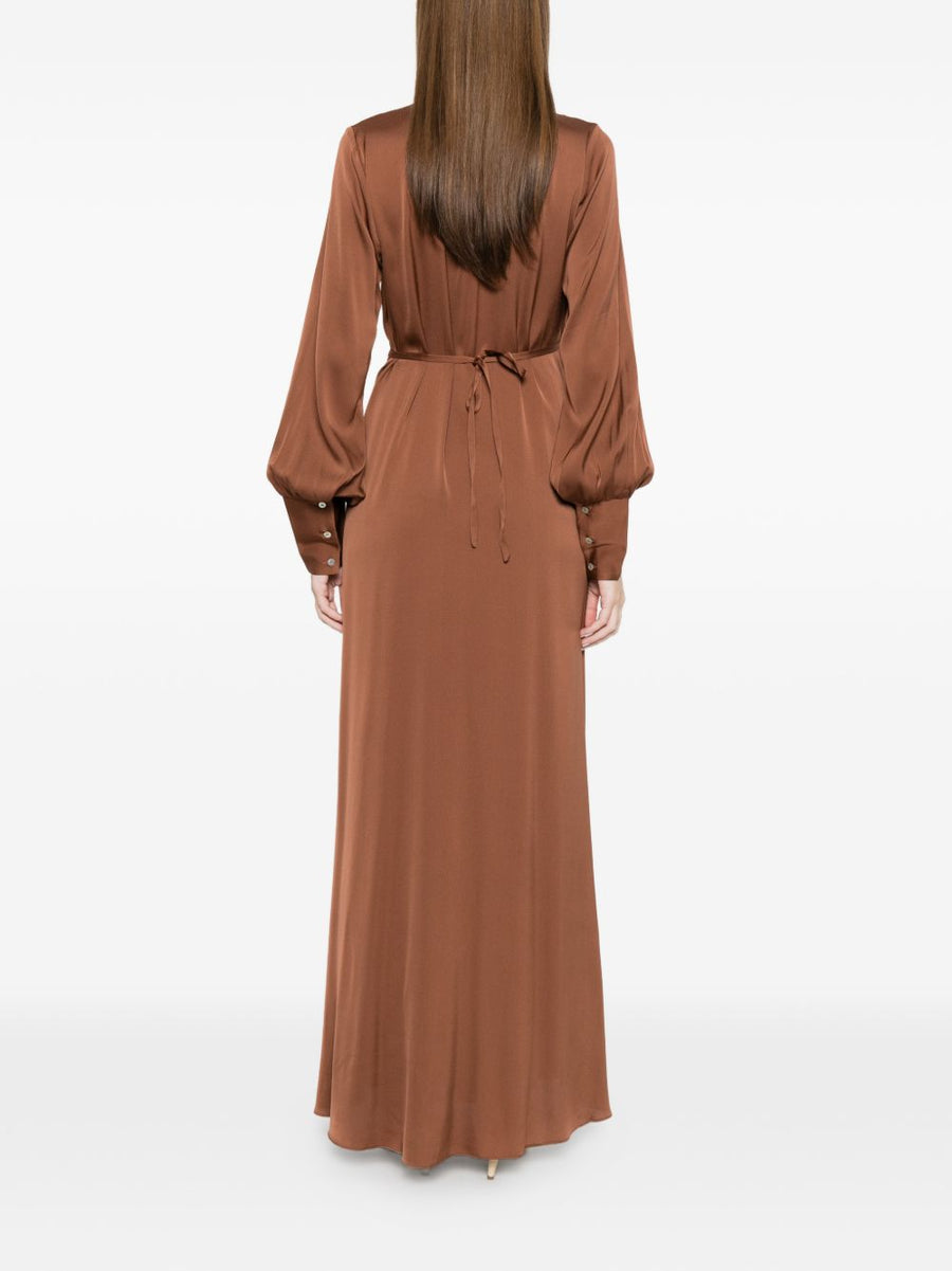 Silk95Five Palm Beach Silk Maxi Dress For Women Tie Waist V Neck A Line Resort Wear Luxury