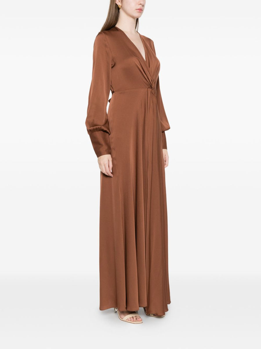 Silk95Five Palm Beach Silk Maxi Dress For Women Tie Waist V Neck A Line Resort Wear Luxury