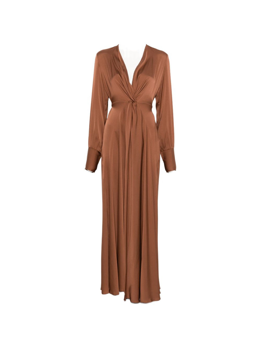 Silk95Five Palm Beach Silk Maxi Dress For Women Tie Waist V Neck A Line Resort Wear Luxury