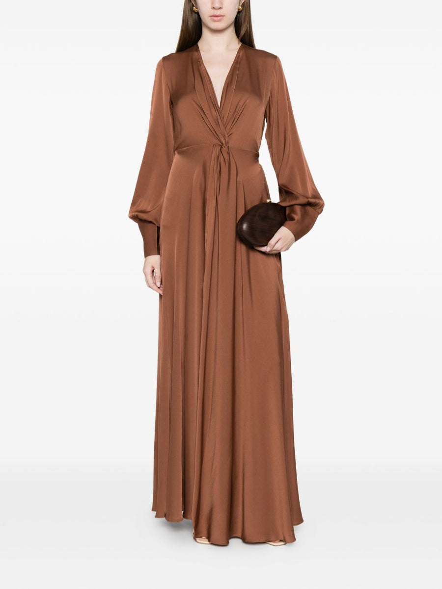 Silk95Five Palm Beach Silk Maxi Dress For Women Tie Waist V Neck A Line Resort Wear Luxury