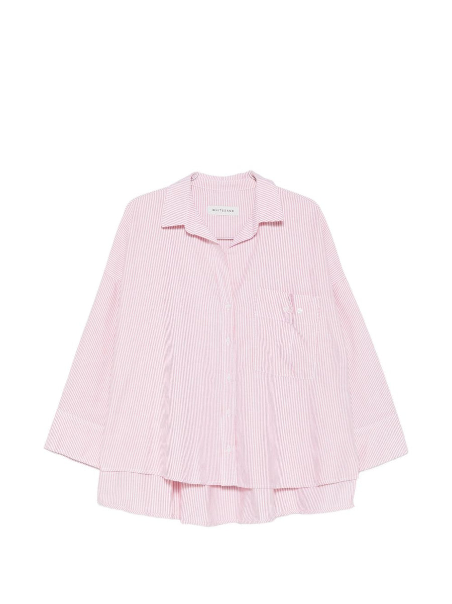 White Sand Pink Striped Cotton Shirt For Women Lightweight Breathable Everyday Wardrobe Essential