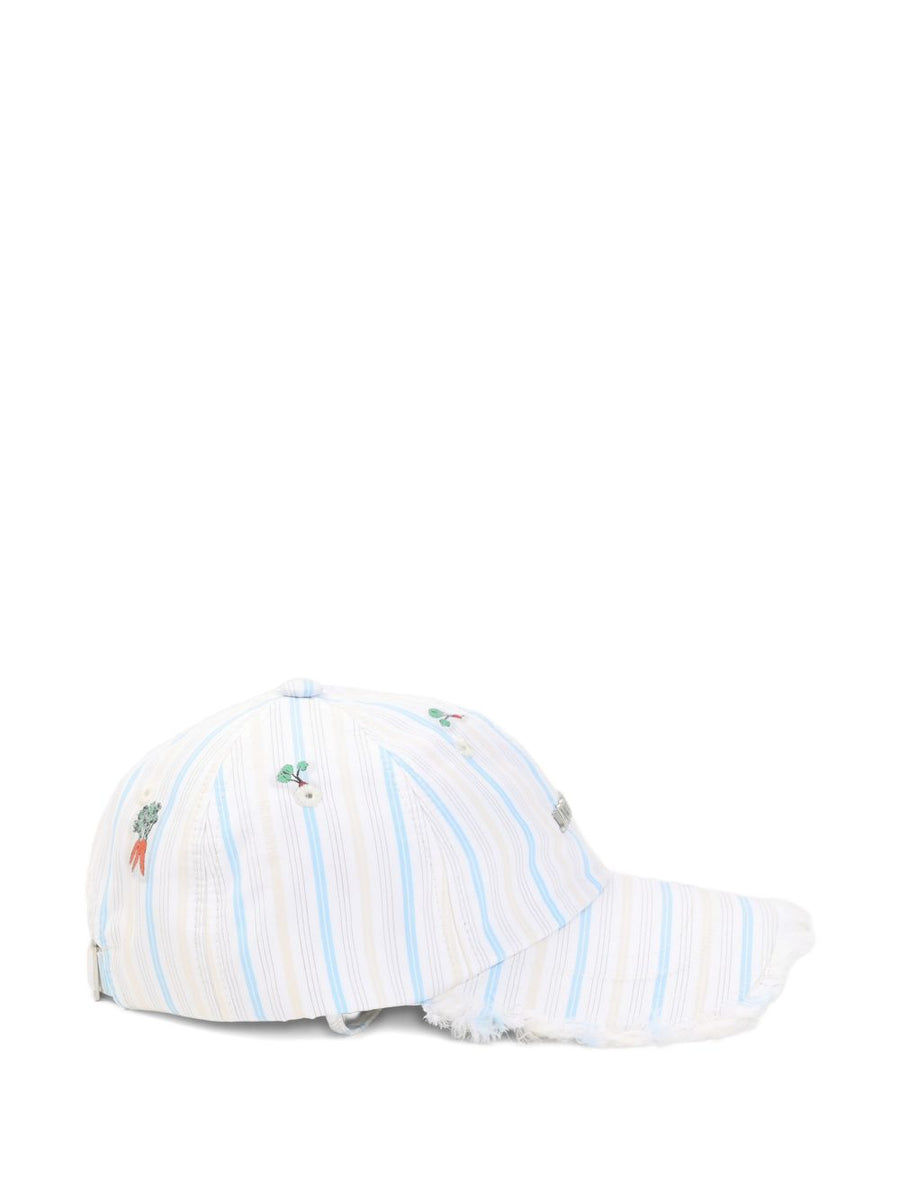 Jacquemus Cotton Striped Hat With Embroidery For Men Adjustable Lightweight Summer Accessory