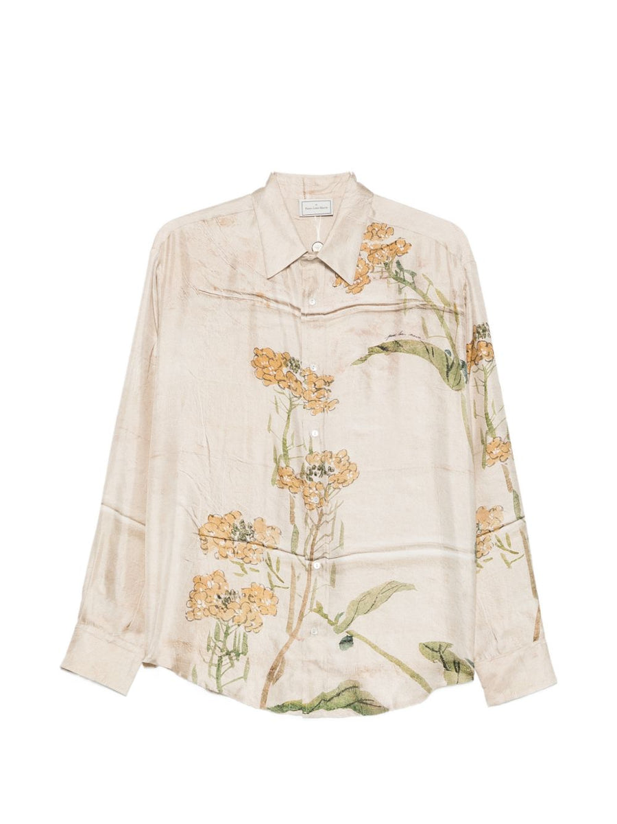 Pierre Louis Mascia Printed Silk Shirt For Women Beige Floral Print Versatile Day To Night Luxe