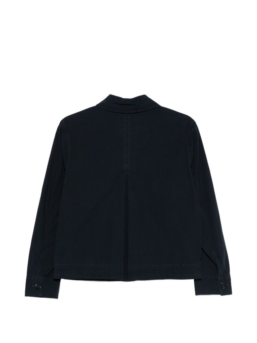 Woolrich Cotton Overshirt For Women Navy Versatile Lightweight Layering Jacket With Button Closure And Patch Pockets