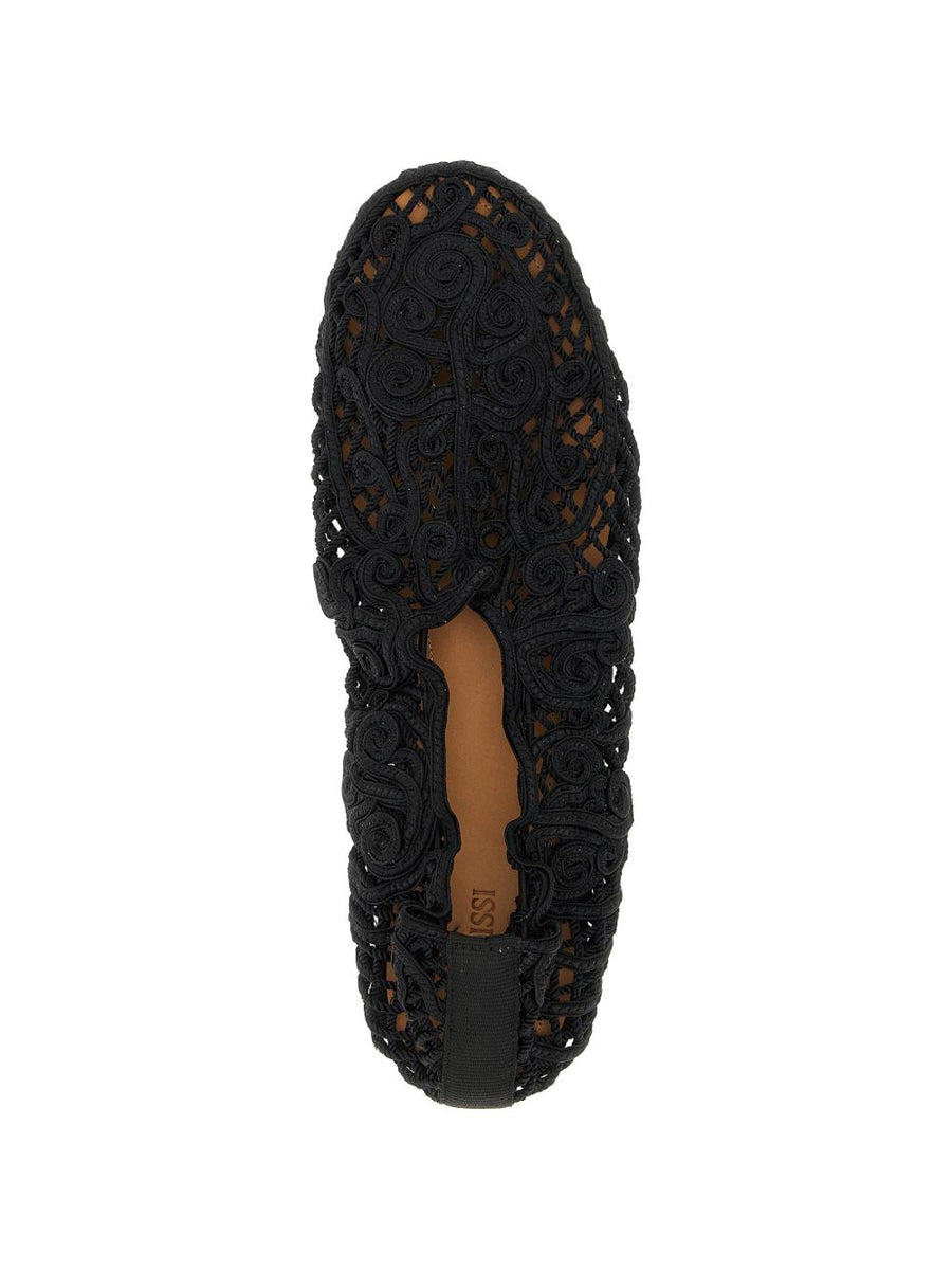 Odissi Iris Ballet Flats For Women Artisanal Crochet Braided Yarn Texture Versatile All Day Comfort Black