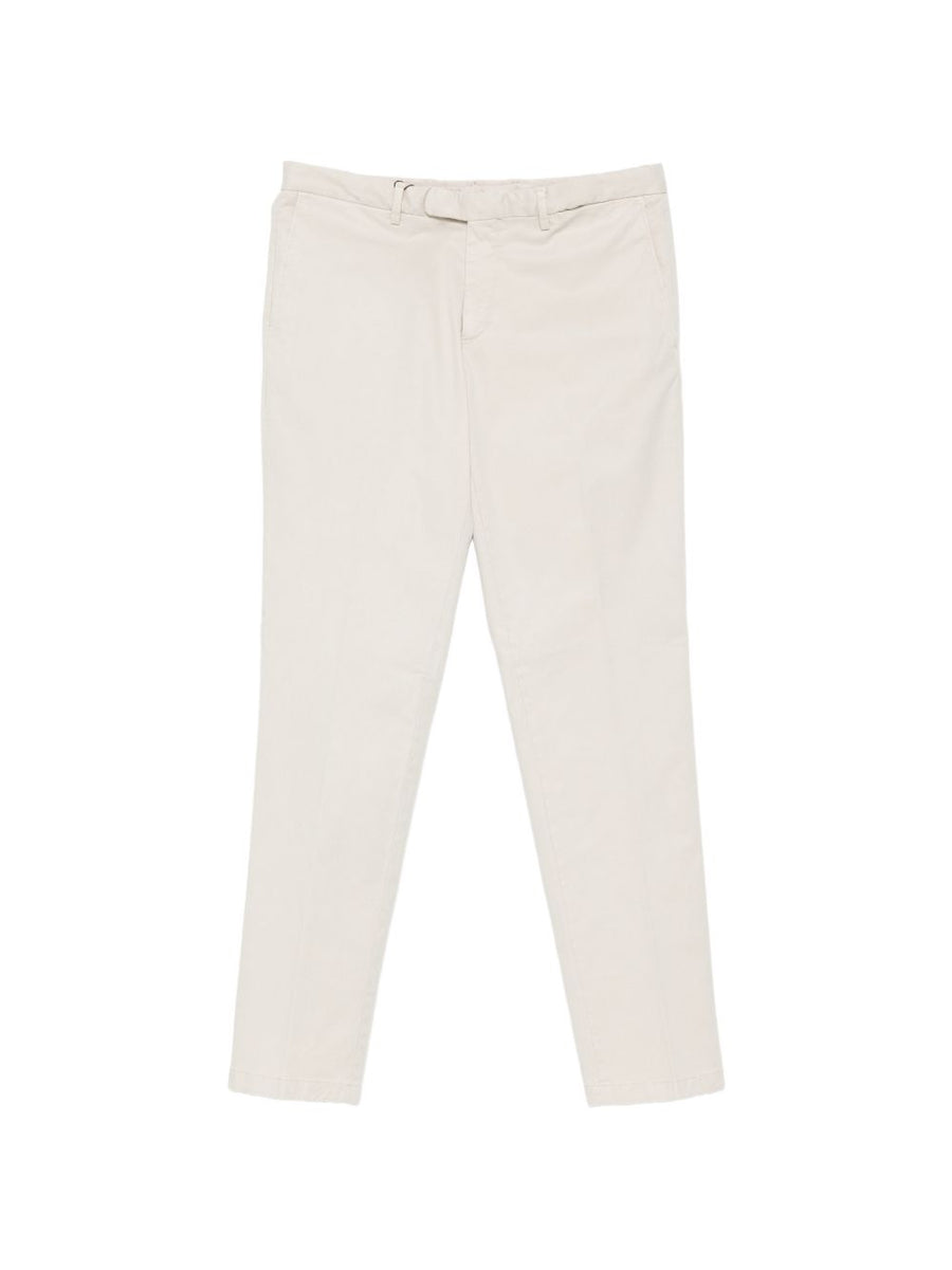 Boglioli Cotton Blend Trousers For Men Slim Fit Luxury All Day Comfort In Ivory Silk