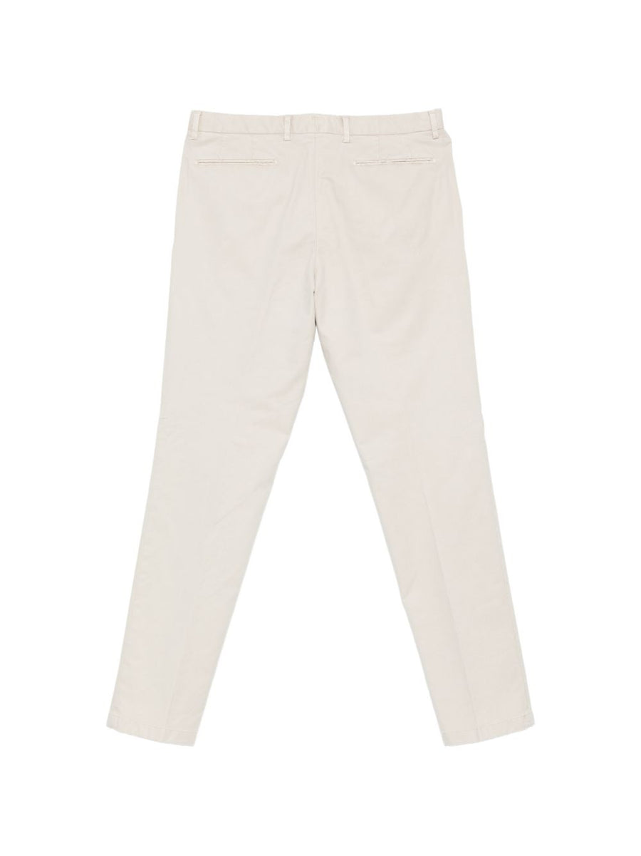 Boglioli Cotton Blend Trousers For Men Slim Fit Luxury All Day Comfort In Ivory Silk