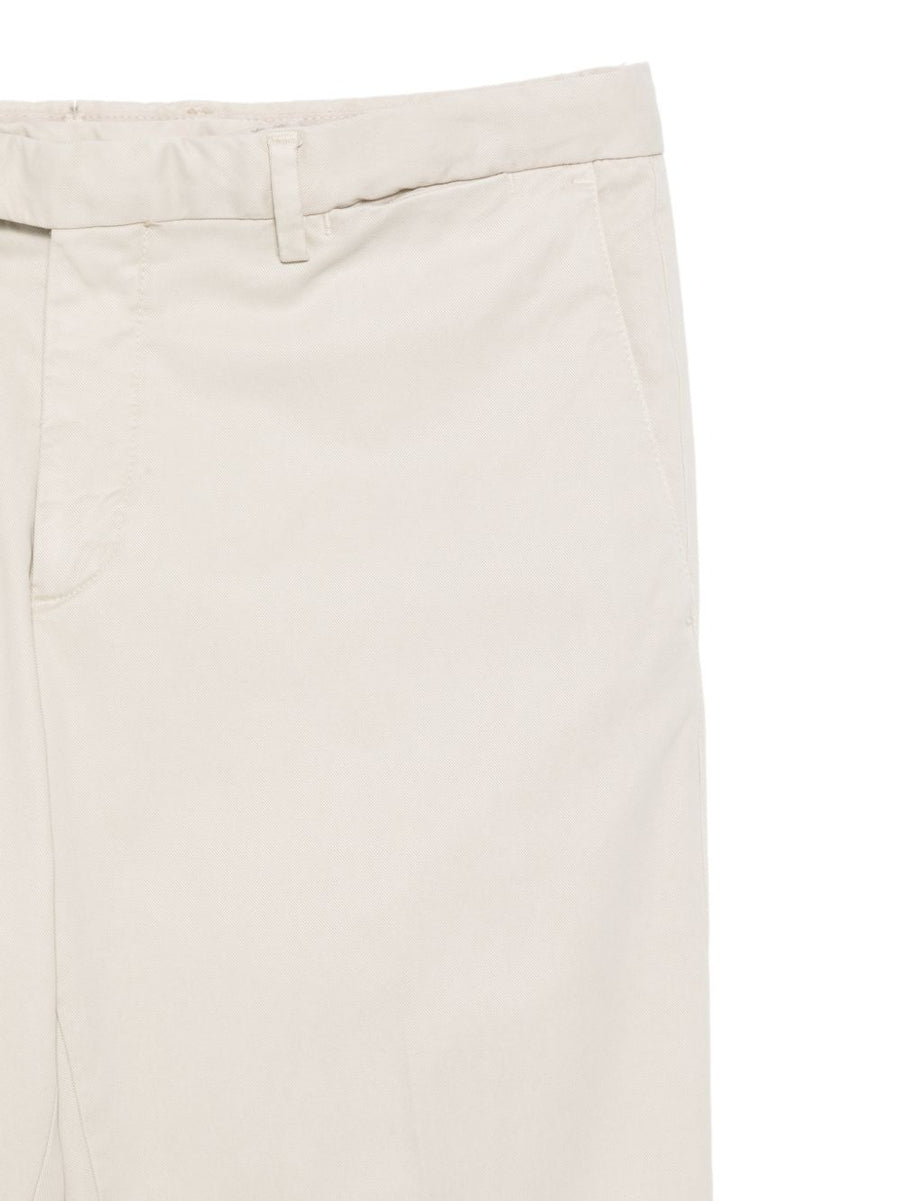 Boglioli Cotton Blend Trousers For Men Slim Fit Luxury All Day Comfort In Ivory Silk