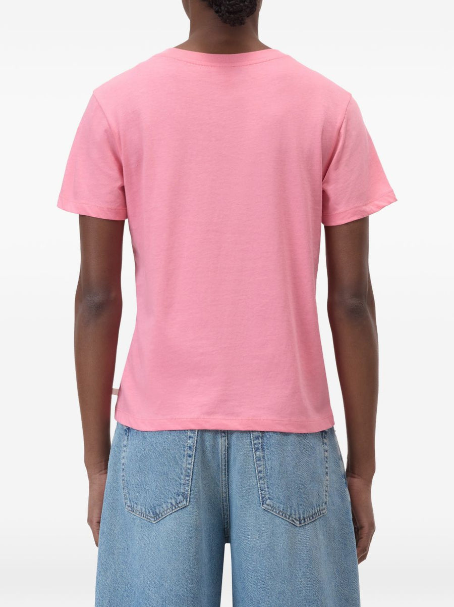 Closed Organic Pink Cotton T Shirt For Women Round Neck Short Sleeves Everyday Essential