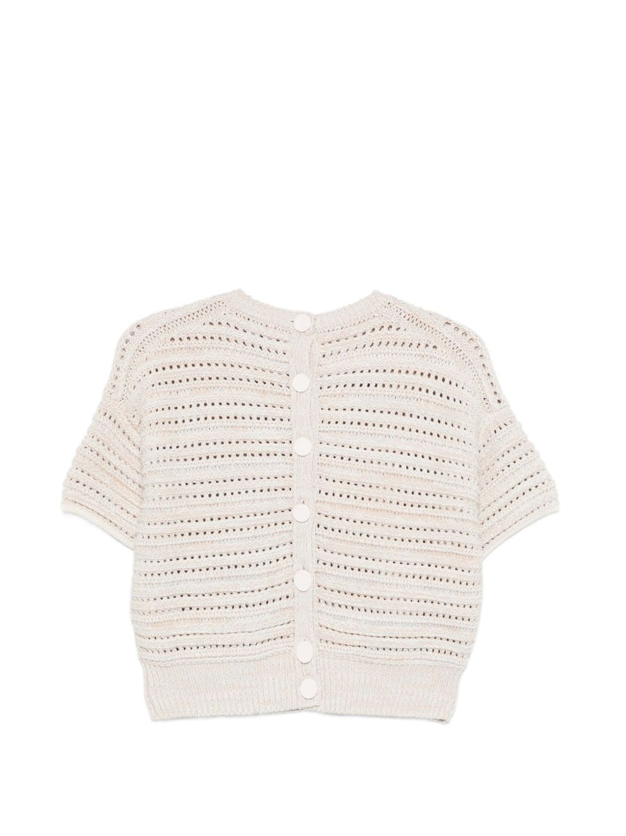 Emporio Armani Cotton Open Knit Cardigan for Women Lightweight Beige Breathable Knitwear