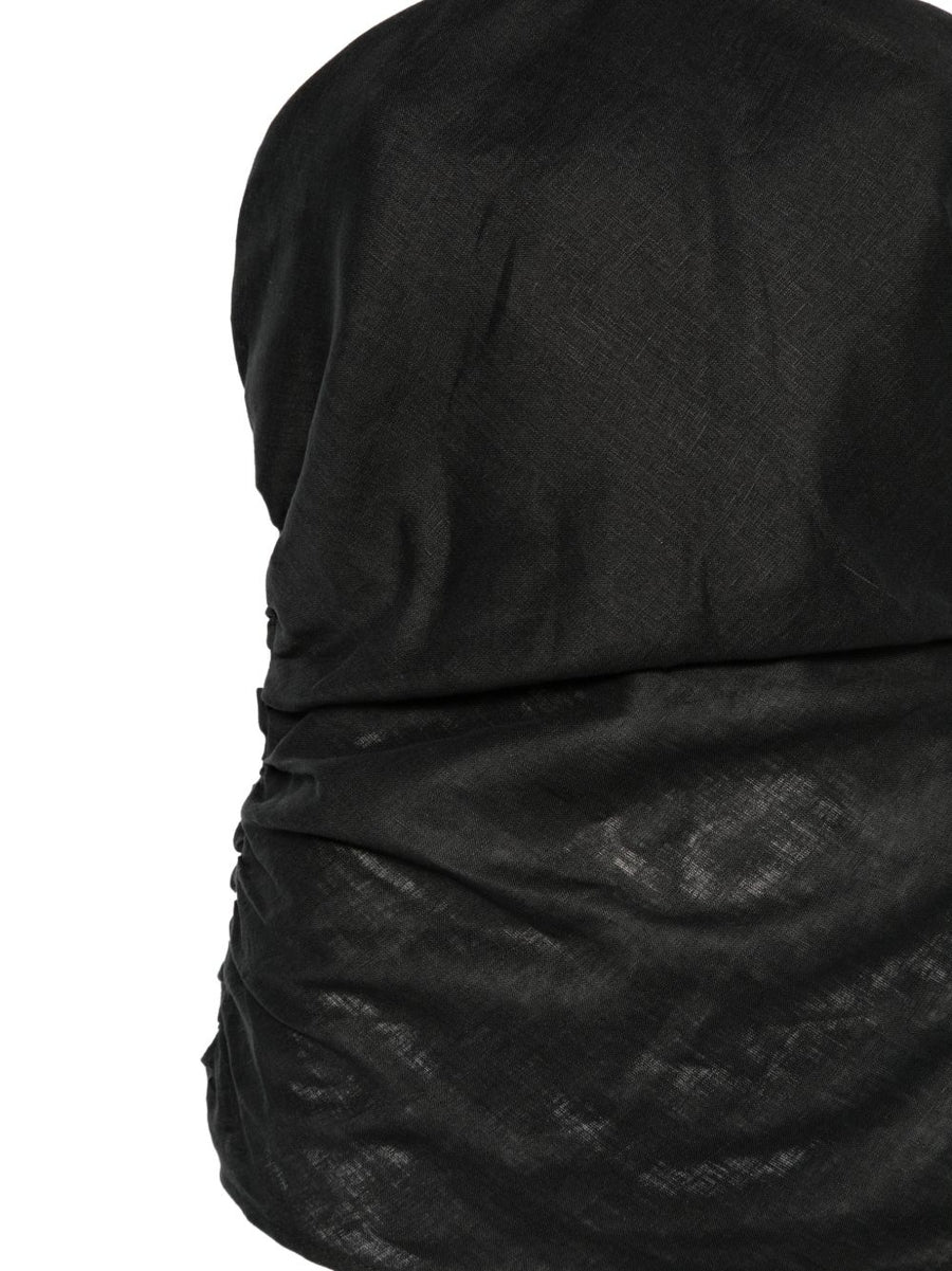 Semicouture Becka Black Linen Halterneck Top for Women Breathable One Hundred Percent Linen Summer Essential