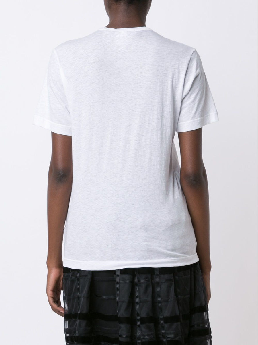 Comme Des Garçons Ribbon Appliqué Cotton T Shirt For Women White Luxury Everyday Wear SS26 Topwear