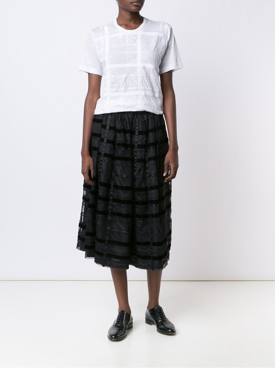 Comme Des Garçons Ribbon Appliqué Cotton T Shirt For Women White Luxury Everyday Wear SS26 Topwear