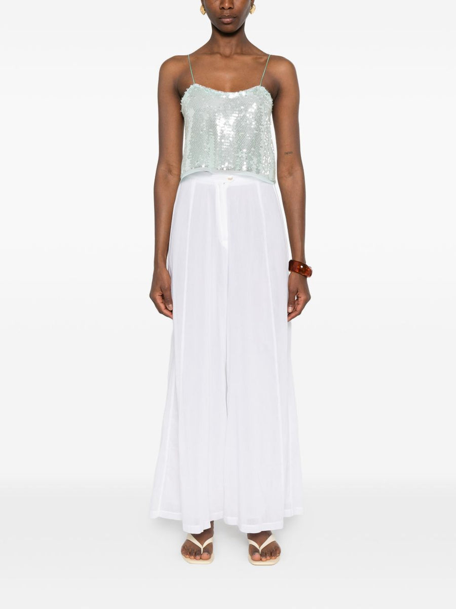 Forte Forte Sequined Top For Women With Spaghetti Straps And Sparkling Light Blue Sequins