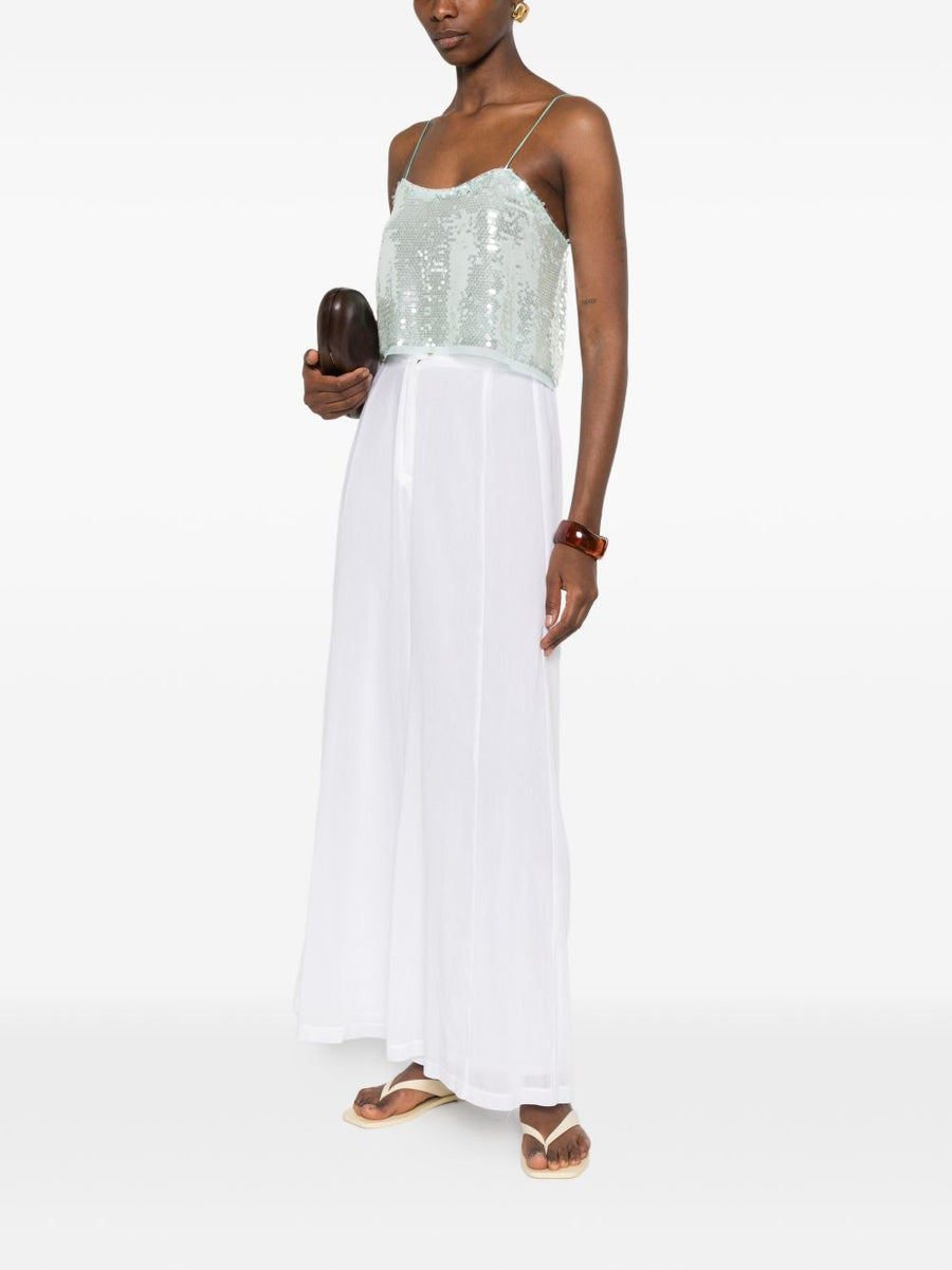 Forte Forte Sequined Top For Women With Spaghetti Straps And Sparkling Light Blue Sequins